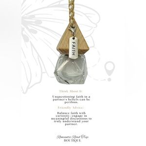 FAITH Wooden and Glass Pendant Car Fragrance Oil Diffuser Refillable Bottle